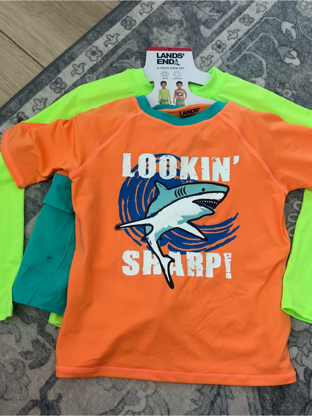 Lands’ End NWT Kids 3-Piece Swim Set Size 6Y